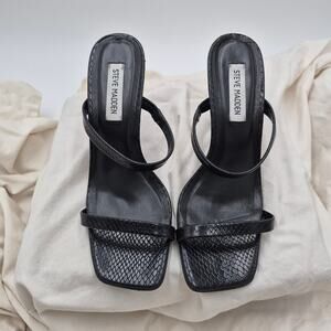 Steve Madden Michele heeled sandals black snake print heels Women's size 8